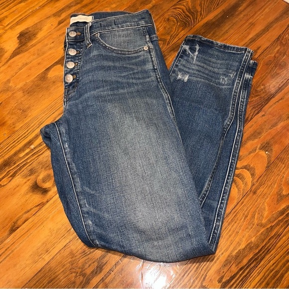 Madewell Slim Straight Jeans Blue Distressed Button-Front Edition size 25 - Picture 10 of 16